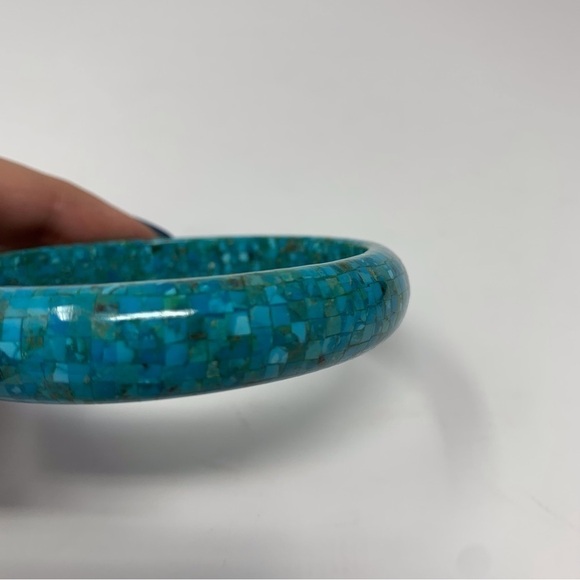 Classic Blue Green Speckled Bangle - Picture 2 of 6